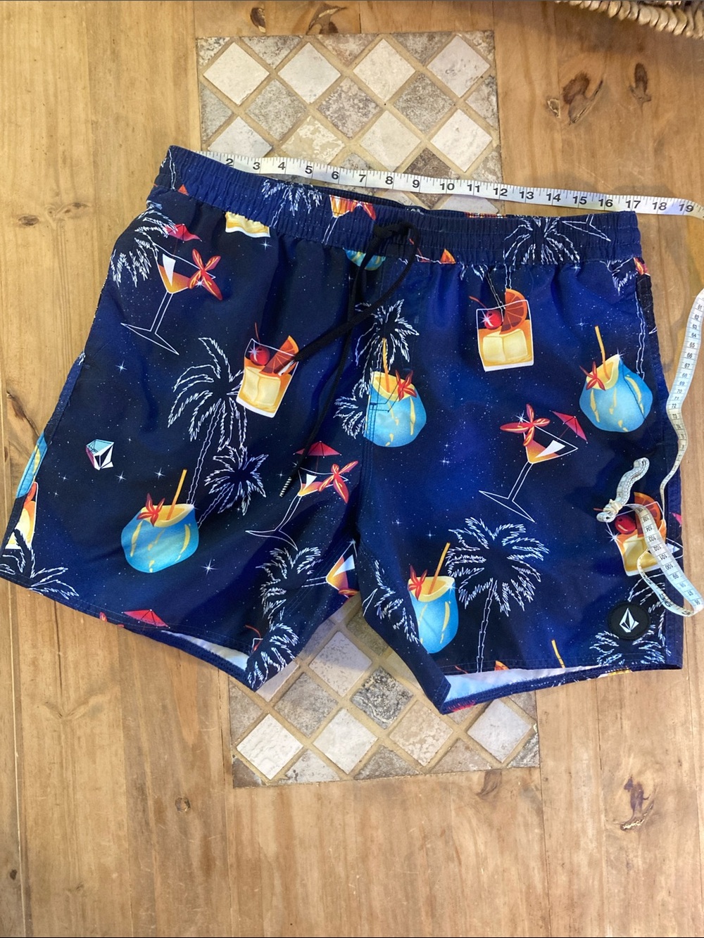 Volcom Navy Blue Tropical Cocktail Print Men's Shorts